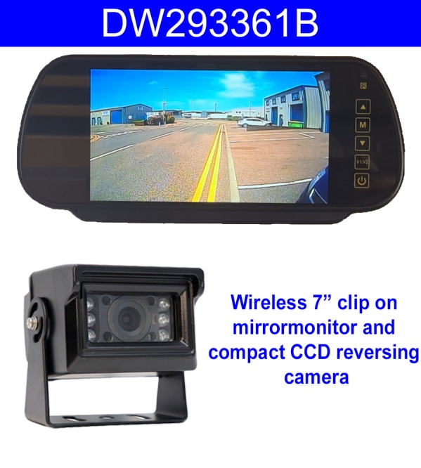 Sony CCD Compact Black Bracket Wireless Reversing Camera Kit with 7'' mirror monitor